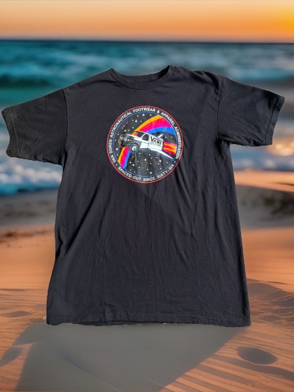 Vans Men’s Size M Off The Wall "Spaced Out" Graphic T-Shirt. Black. Great Cond.